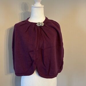 Elegant Purple Cape with Brooch